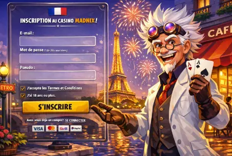 Inscription sur MADNIX CASINO
